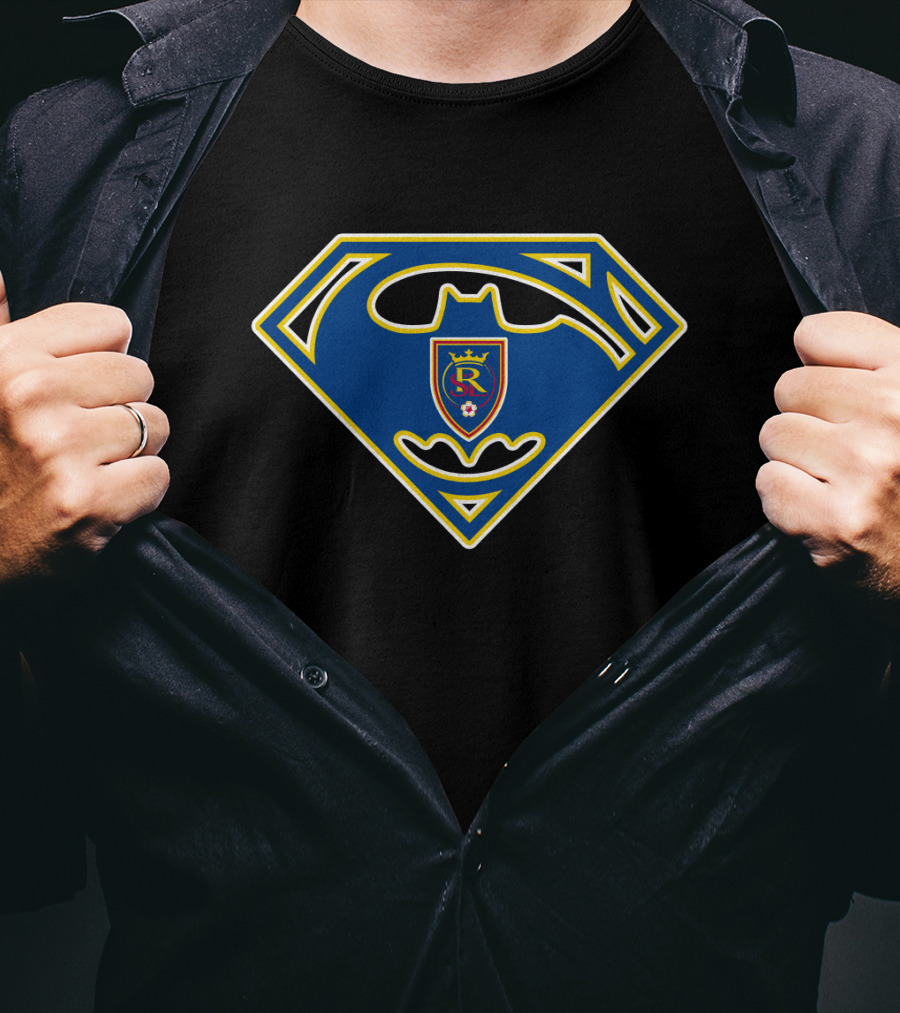 Real Salt Lake Batman Superman Logo Badge T-Shirt