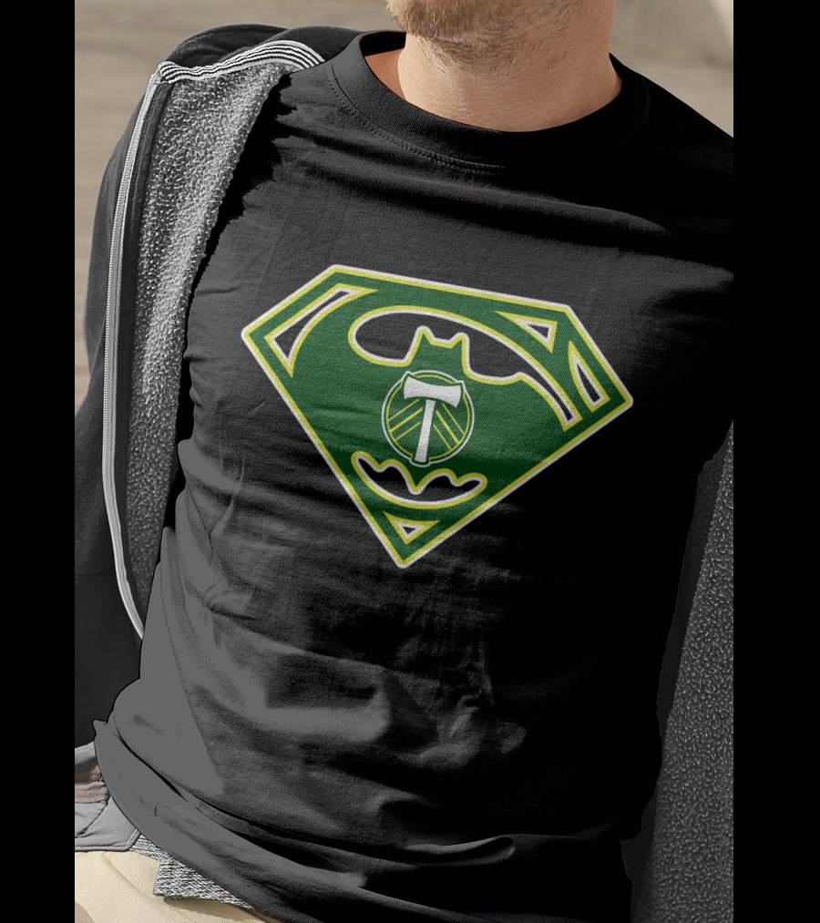 Portland Timbers Batman Superman Logo Combination T-Shirt