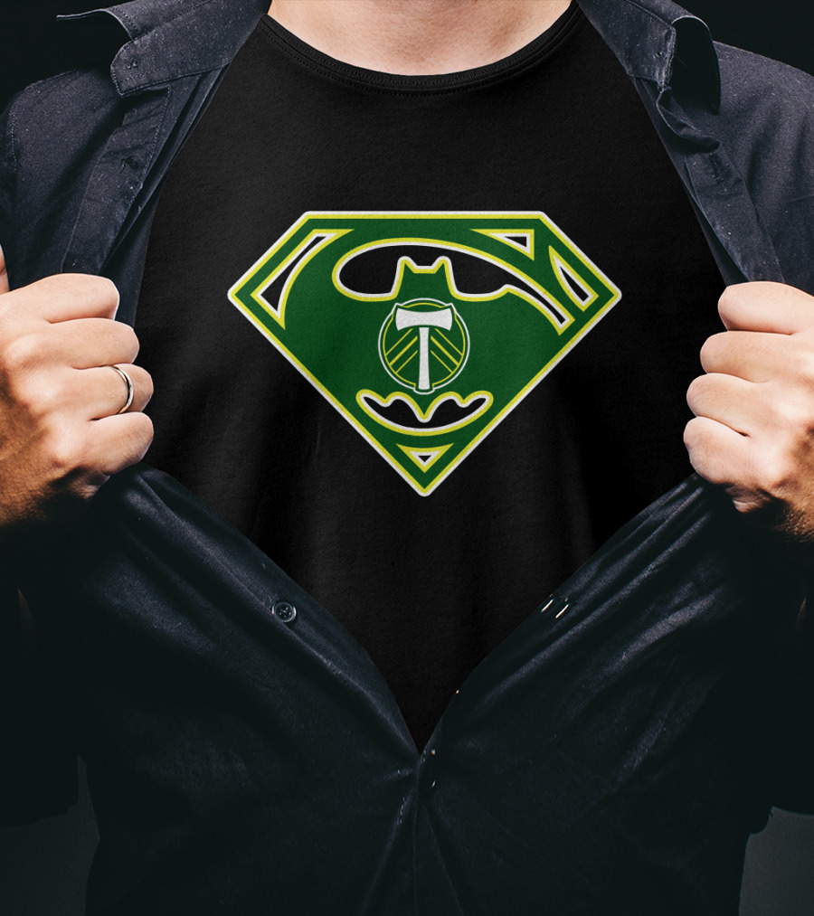 Portland Timbers Batman Superman Logo Combination T-Shirt