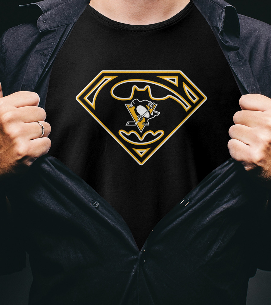 Pittsburgh Penguins Batman Superman T-Shirt