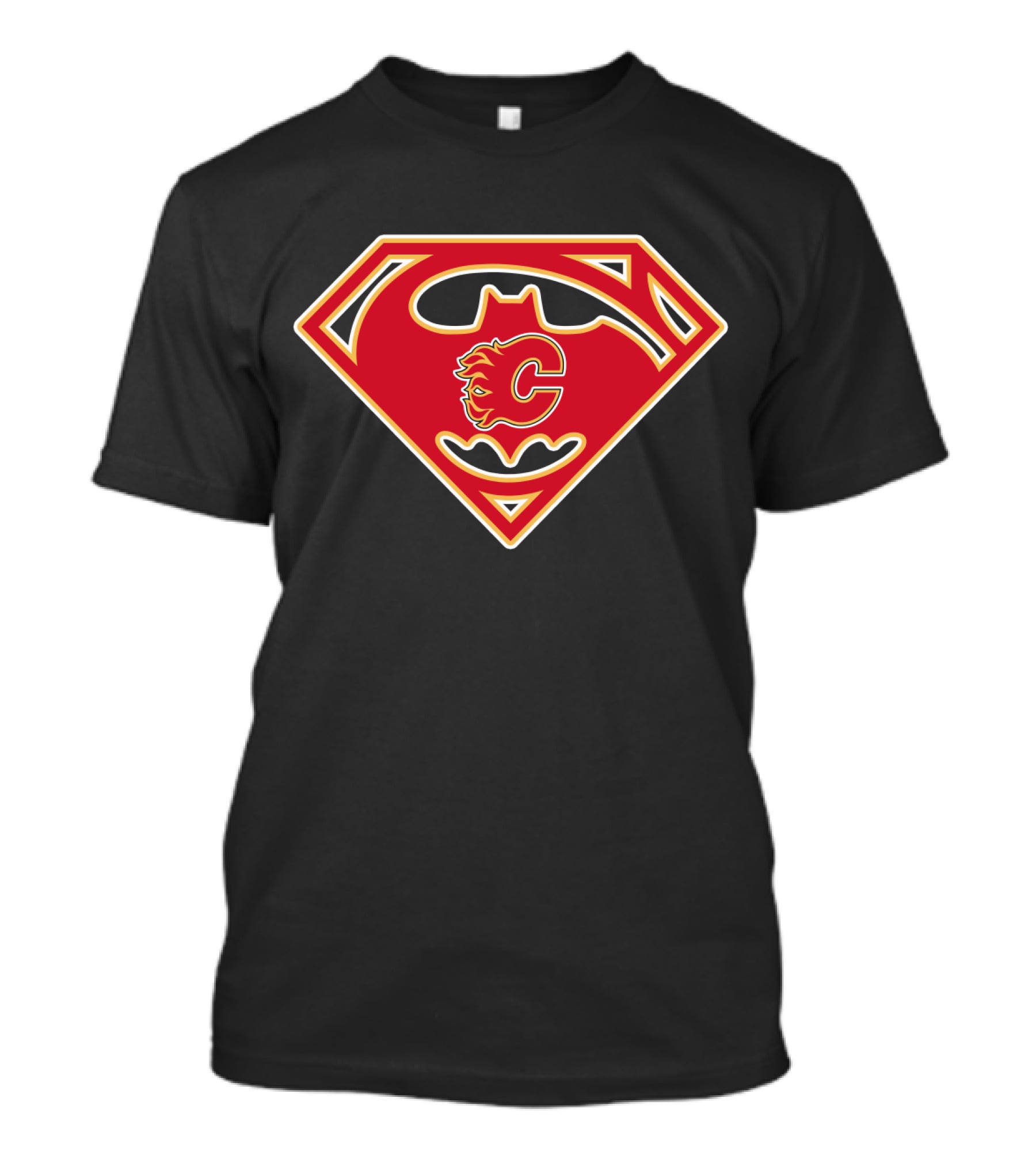 Calgary Flames Logo Combined With Superman Batman Symbol T-Shirt
