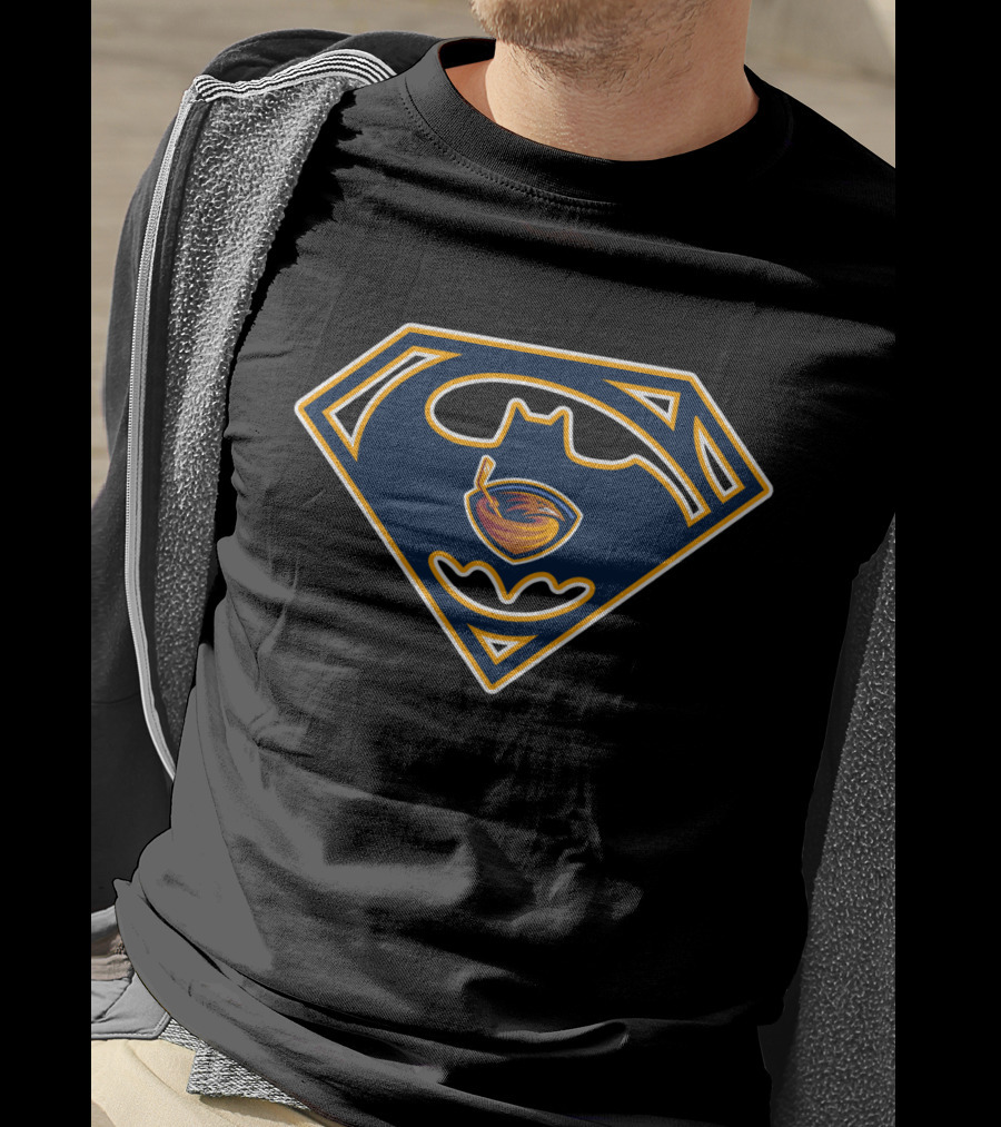 Atlanta Thrashers Batman Superman Logo Blend T-Shirt