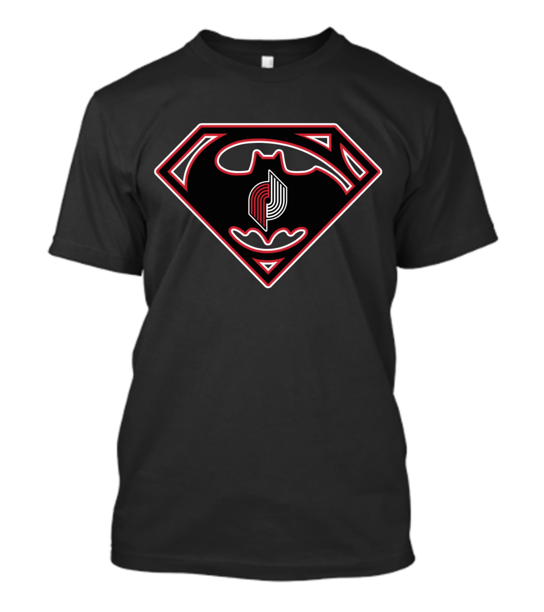 Portland Trail Blazers Batman Superman Logo Combination T-Shirt