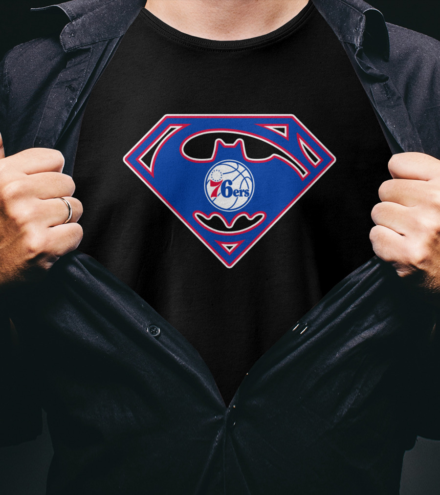 Philadelphia 76ers Superman Batman Logo Integration T-Shirt