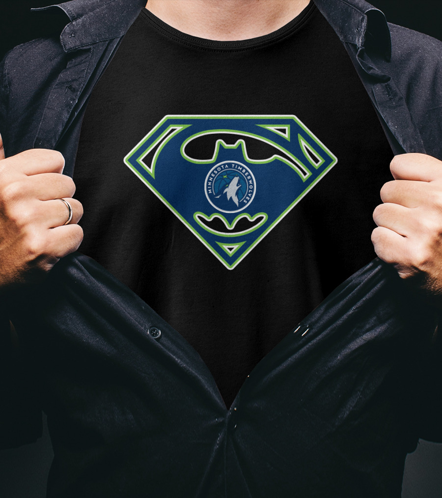 Minnesota Timberwolves Superman Batman Logo Mashup T-Shirt