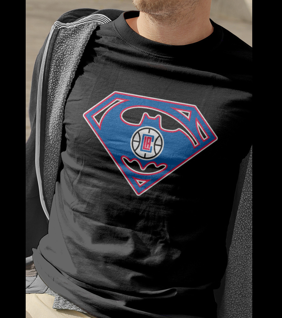 La Clippers Batman Superman Logo Nba Crossover T-Shirt