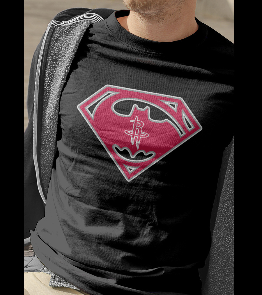 Bat Superhero Logo Houston Rockets Crossover T-Shirt