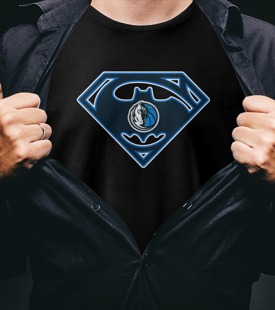 Dallas Mavericks Batman Superman Logo Mashup T-Shirt