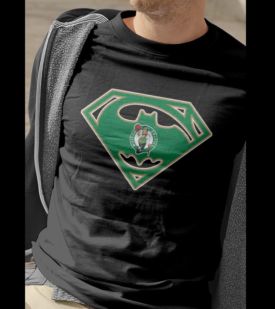 Boston Celtics Superman Batman Logo Mashup T-Shirt