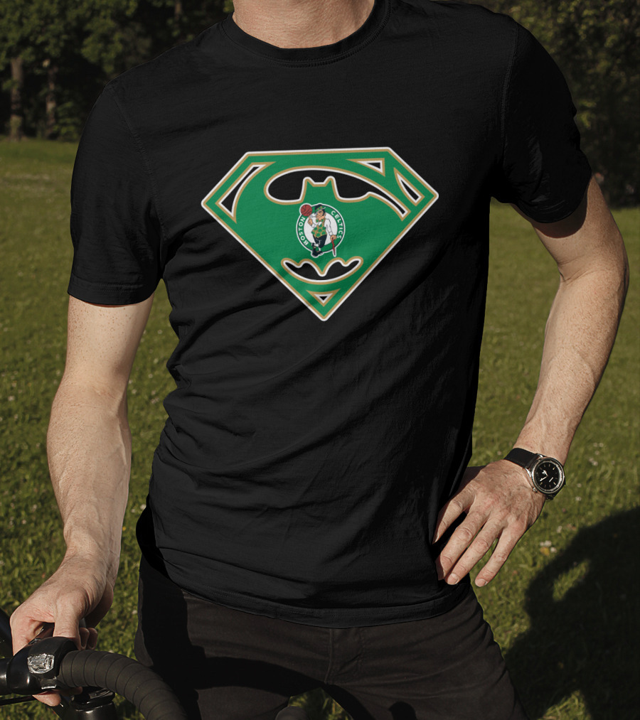 Boston Celtics Superman Batman Logo Mashup T-Shirt