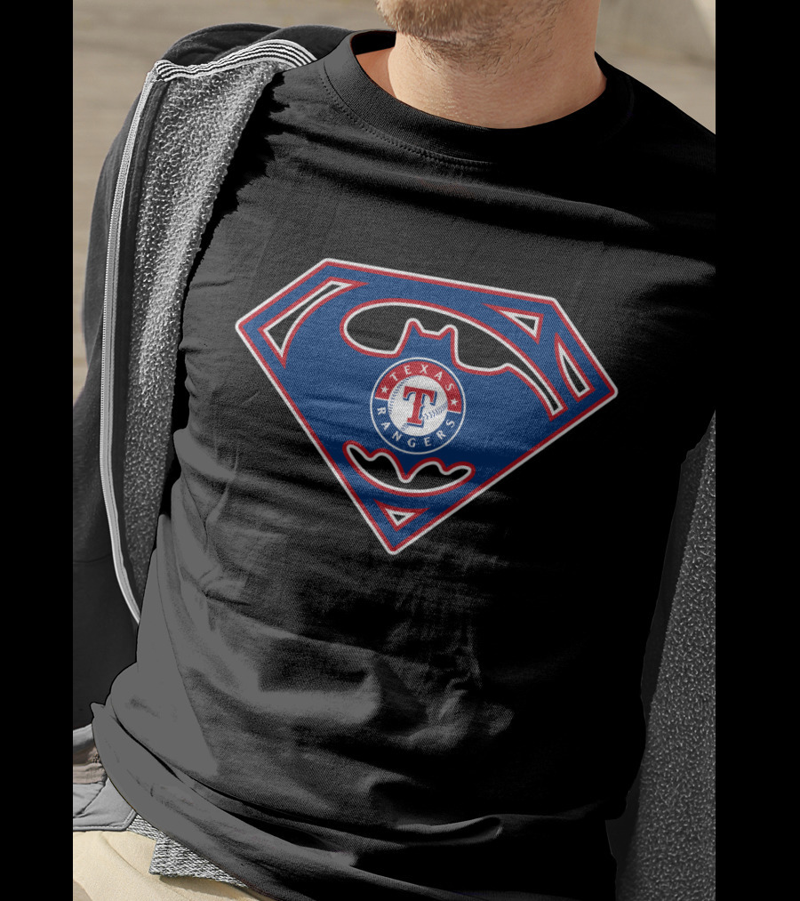 Texas Rangers Superman Batman Logo Fusion T-Shirt
