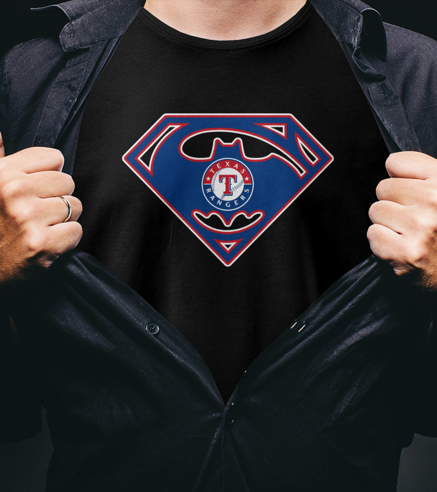 Texas Rangers Superman Batman Logo Fusion T-Shirt