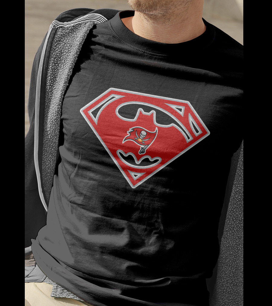 Superman Batman Buccaneers Logo Mashup 222 Tampa Bay Buccaneers T-Shirt