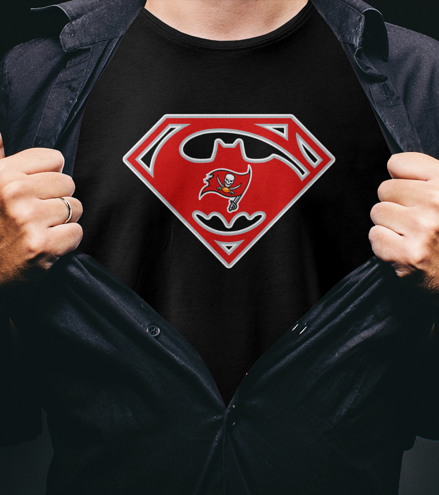 Superman Batman Buccaneers Logo Mashup 222 Tampa Bay Buccaneers T-Shirt