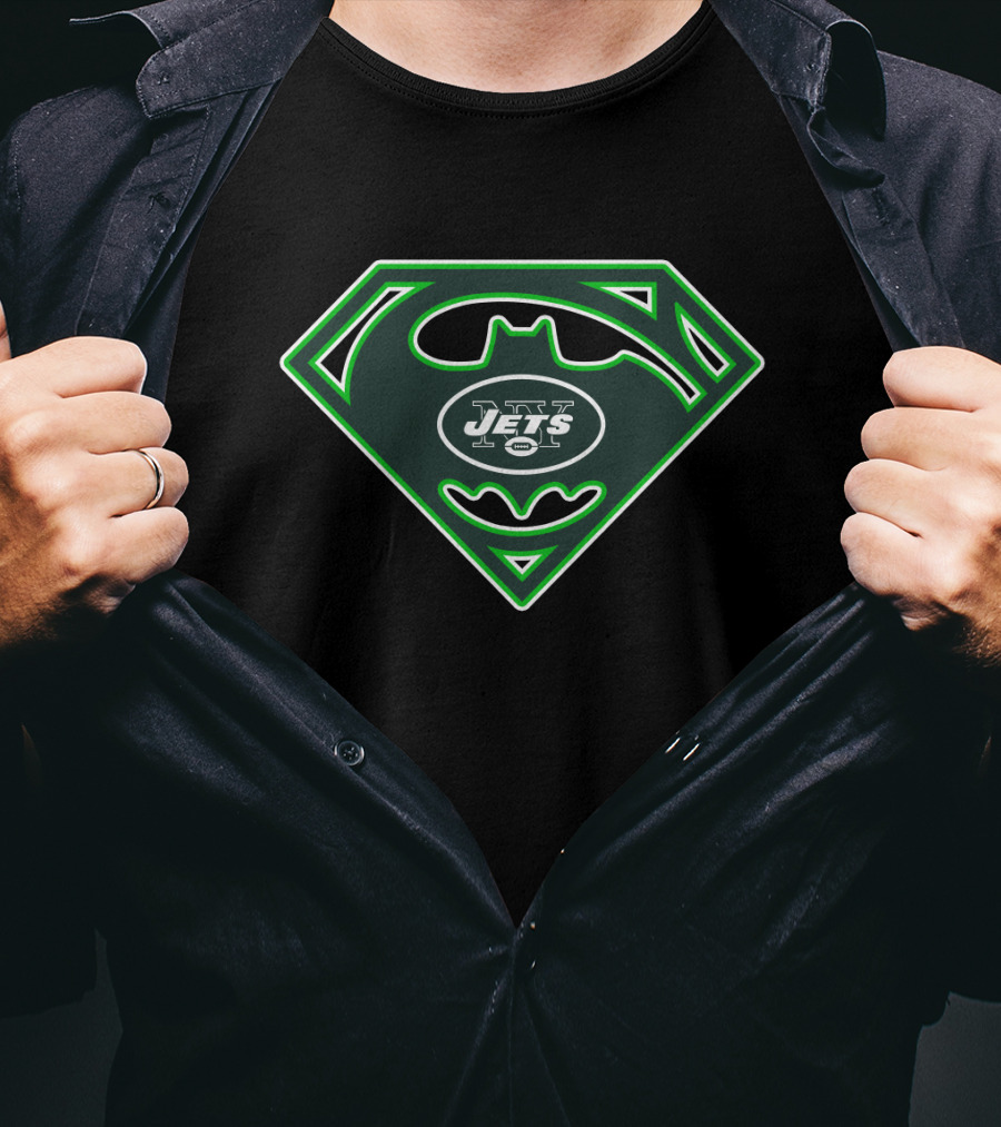 New York Jets Superman Batman Fusion T-Shirt