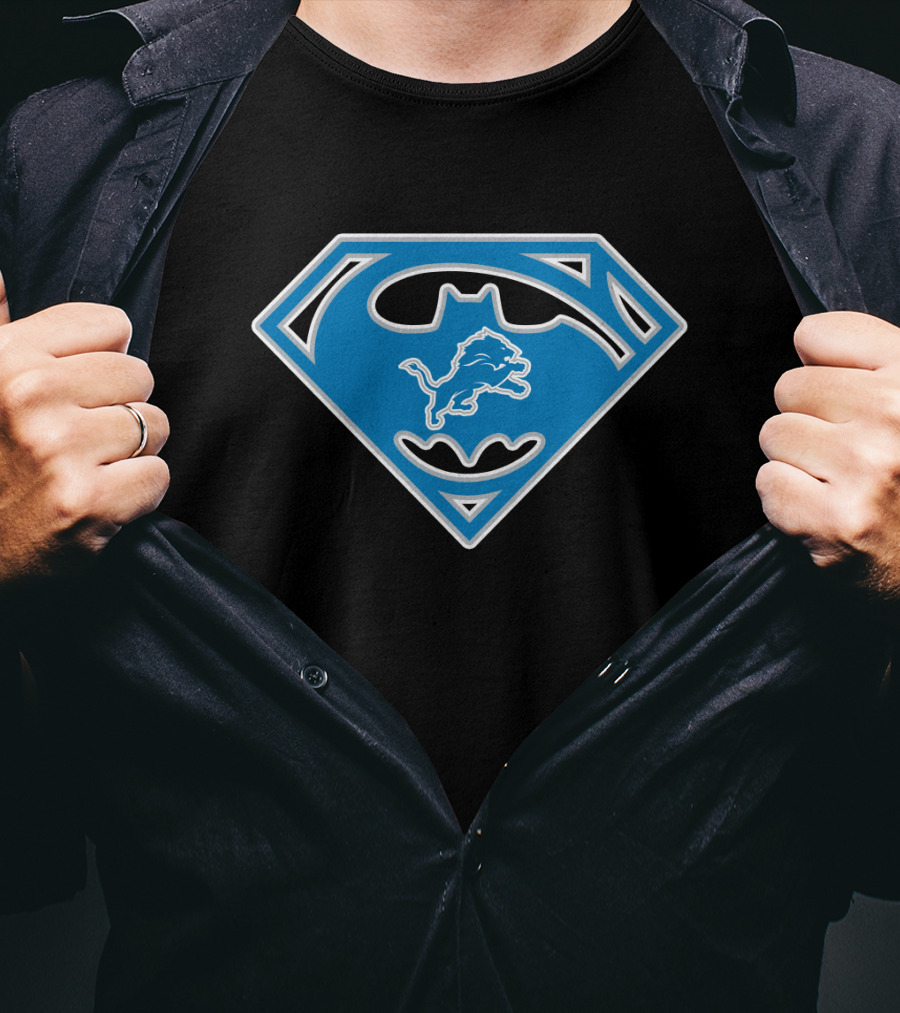 Detroit Lions Superman Batman T-Shirt
