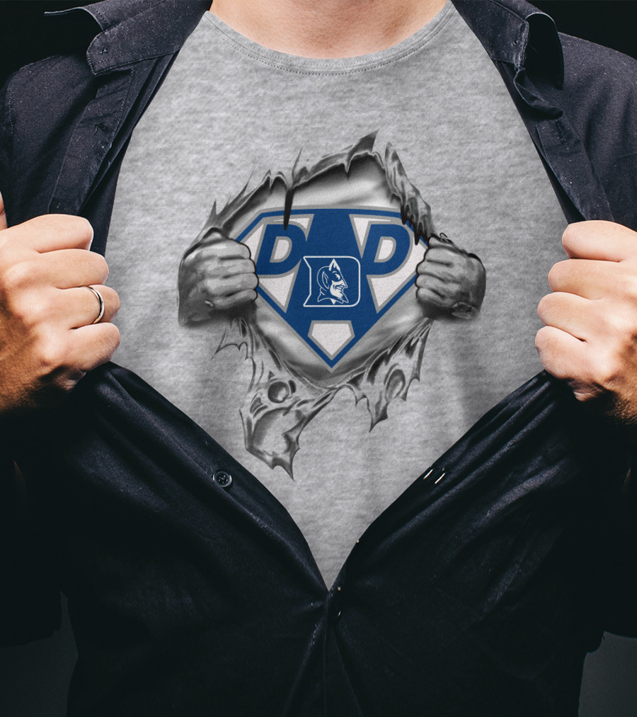 Duke Blue Devils Dad Superhero Logo Peeling T-Shirt