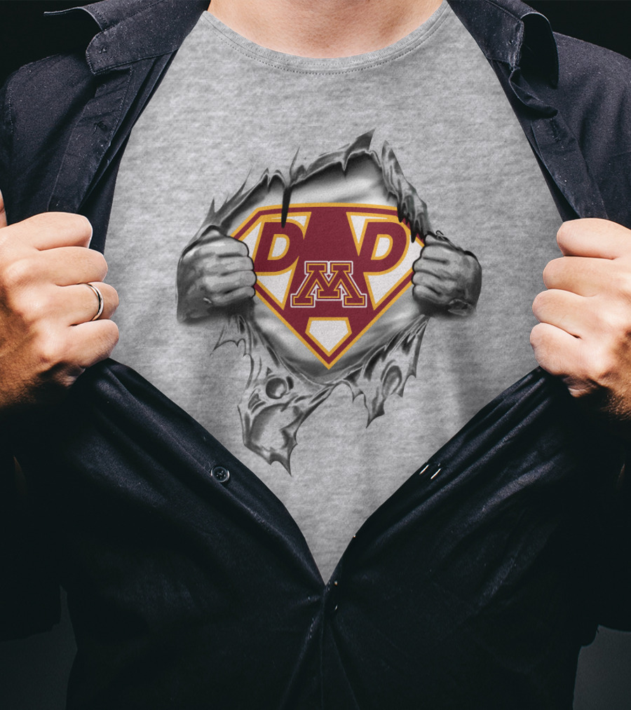 Minnesota Golden Gophers Dad Emblem Superhero Burst T-Shirt