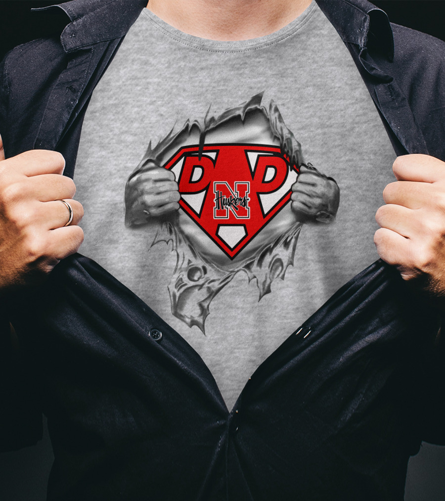 Pnp Huskers Superman Logo Rip With N Symbol And Hands T-Shirt