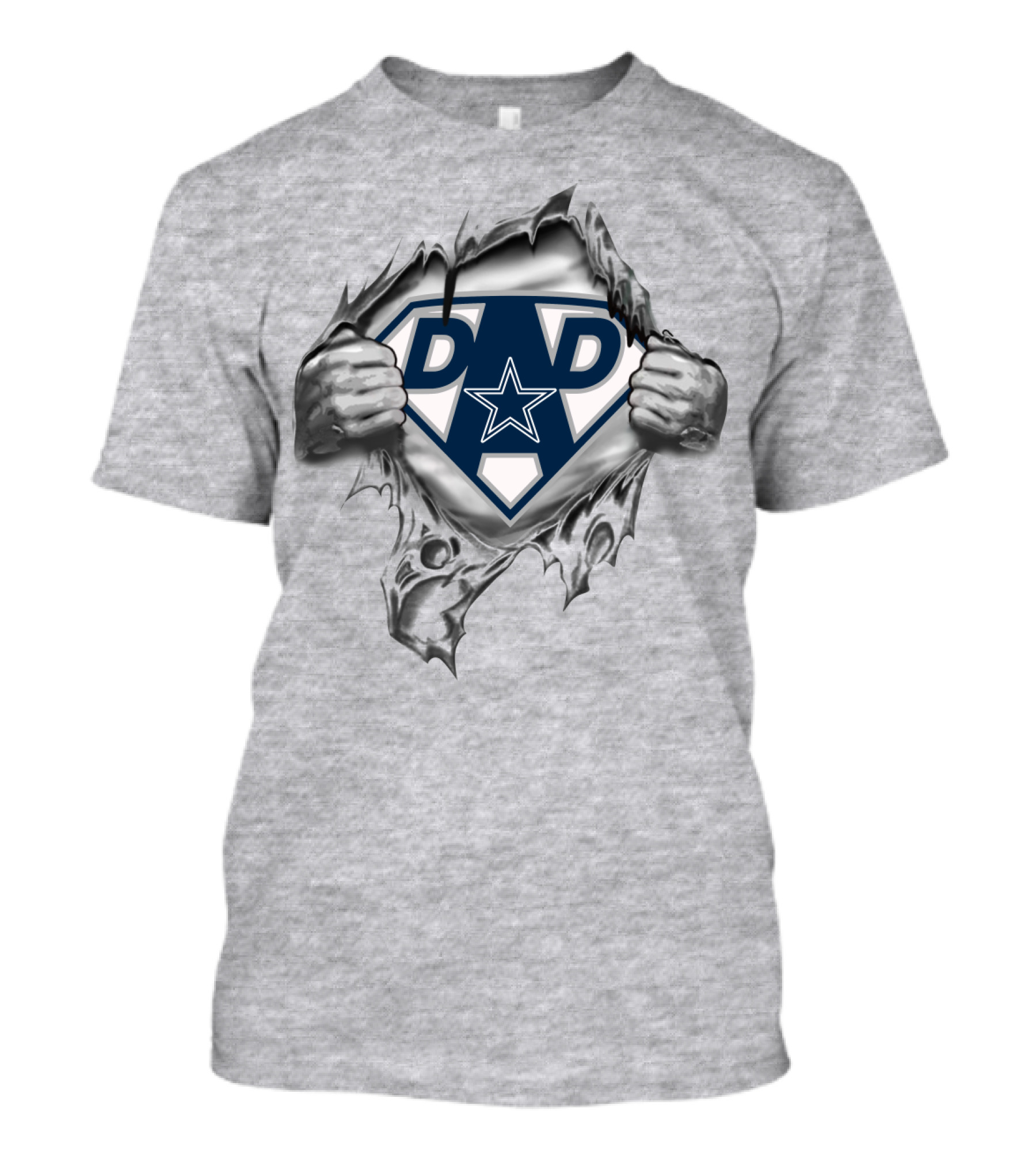 Dallas Cowboys Super Dad Star Badge With Ripped Effect T-Shirt