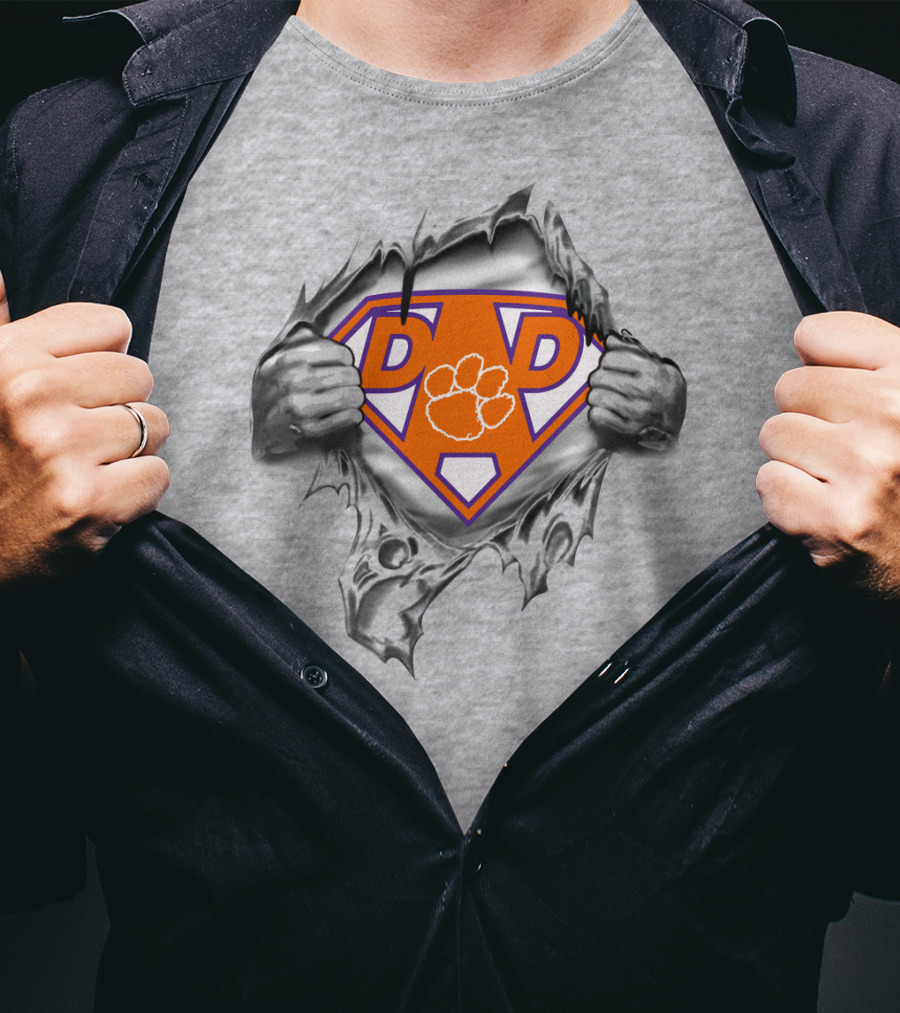 Dad Paw Clemson Superhero Symbol Tear-Away T-Shirt