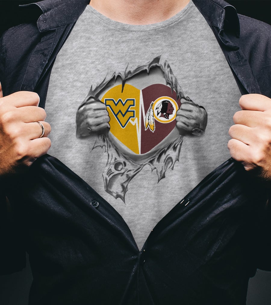 West Virginia Mountaineers Redskins Heart Tear T-Shirt