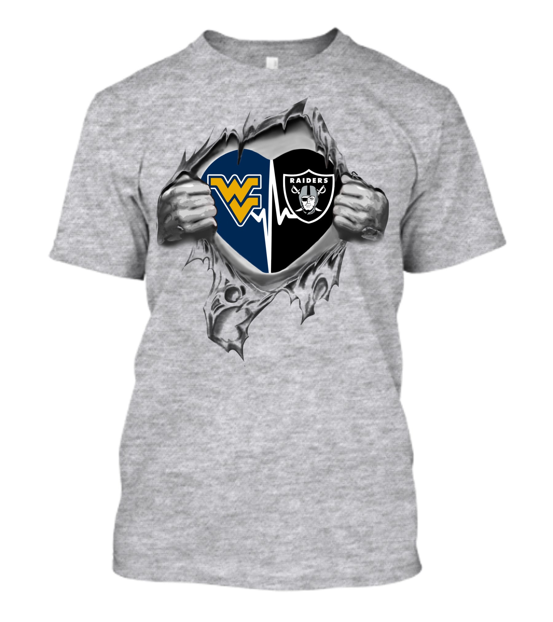West Virginia Mountaineers 16 Raiders Heart T-Shirt