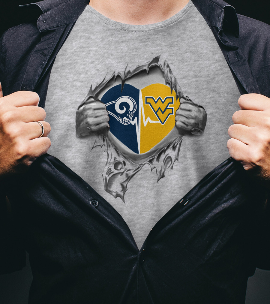 Rams West Virginia Mountaineers Heartbeat Passion Hidden Within T-Shirt