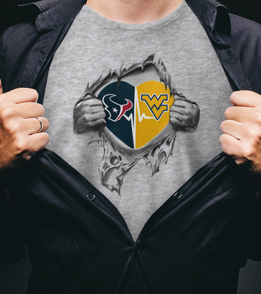Texans And West Virginia Mountaineers Heart T-Shirt