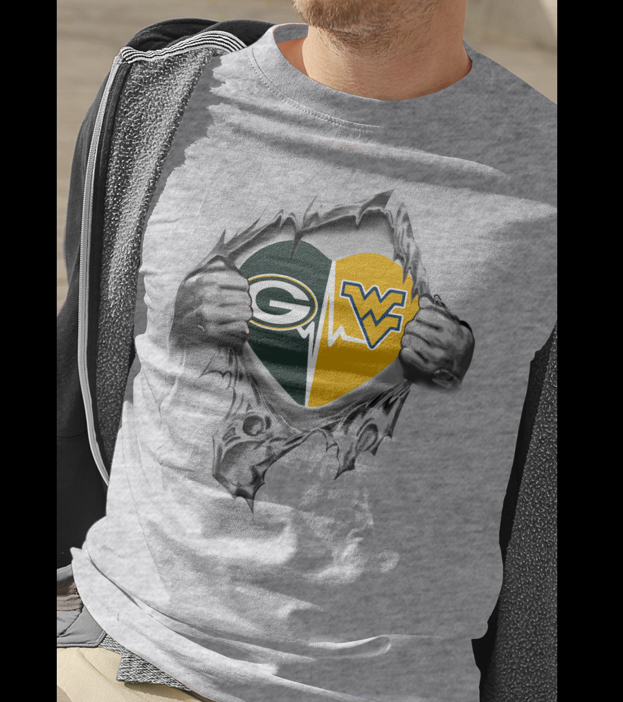 Packers West Virginia Mountaineers Heart Logo Passion Combination T-Shirt