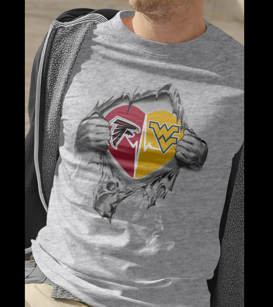 Falcons West Virginia Mountaineers Heart Logos Fan Passion T-Shirt