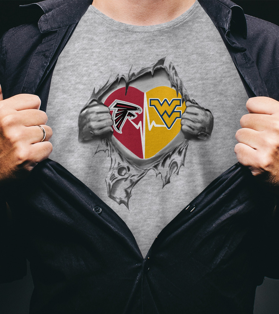 Falcons West Virginia Mountaineers Heart Logos Fan Passion T-Shirt