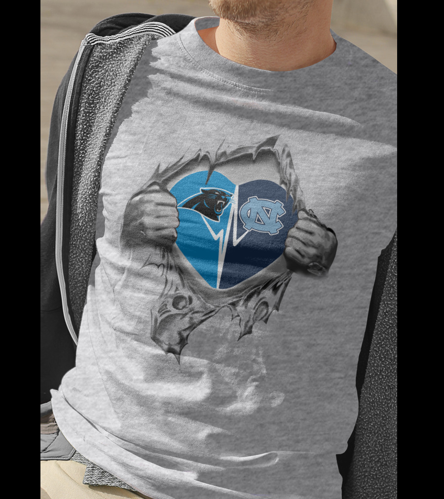 North Carolina Panthers Tar Heels Heart T-Shirt