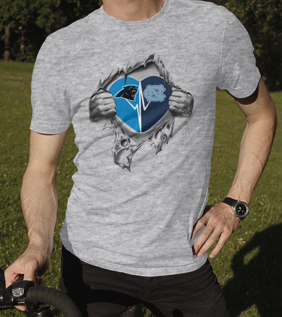 North Carolina Panthers Tar Heels Heart T-Shirt