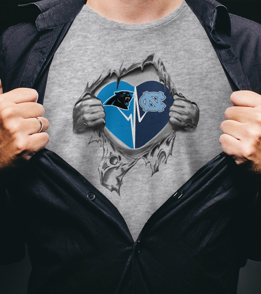 North Carolina Panthers Tar Heels Heart T-Shirt