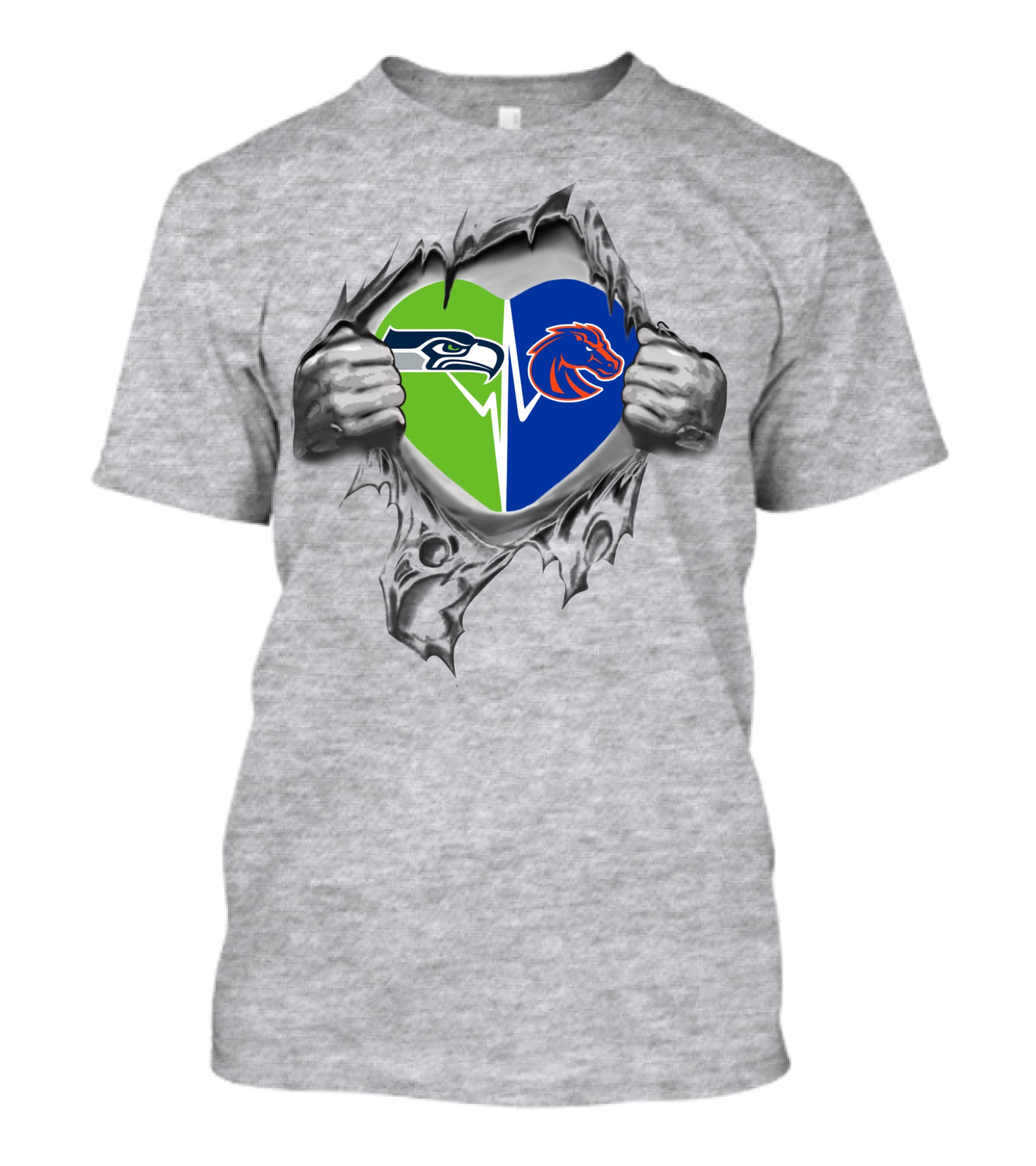 Seahawks Boise State Broncos Heart Design Fan Spirit T-Shirt
