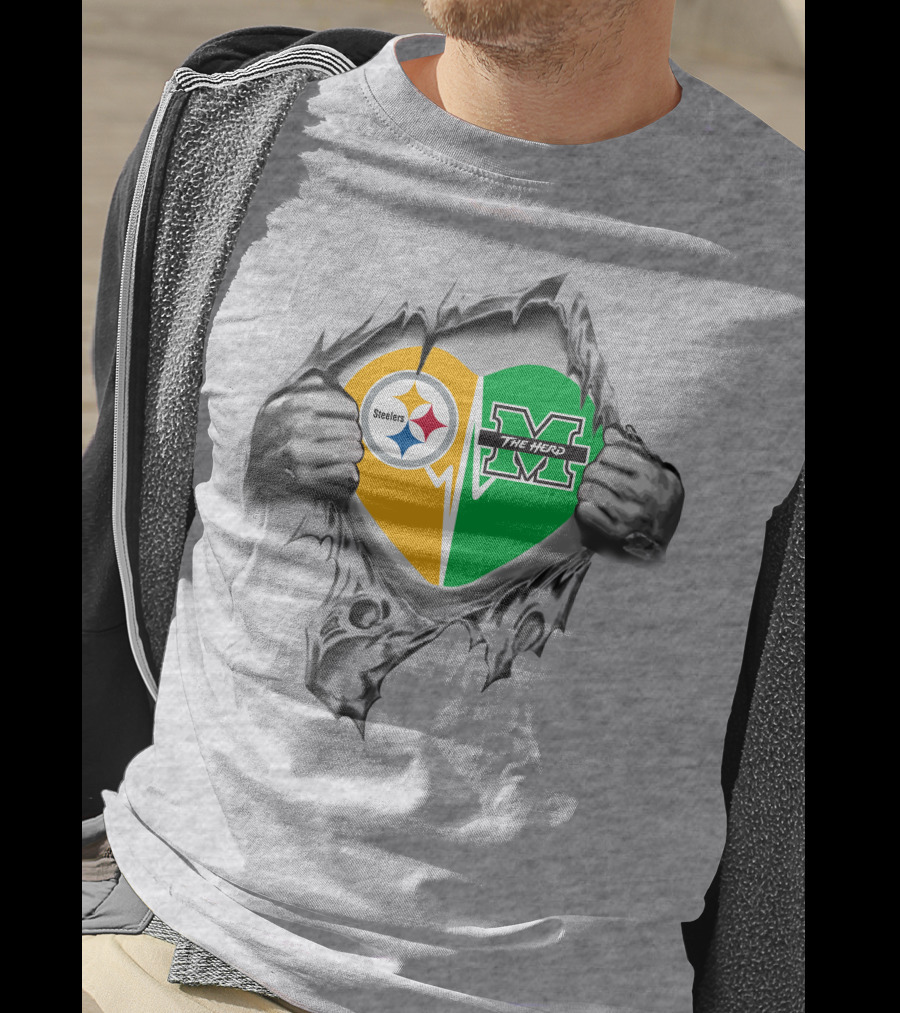 Steelers Marshall Thundering Herd Heart T-Shirt