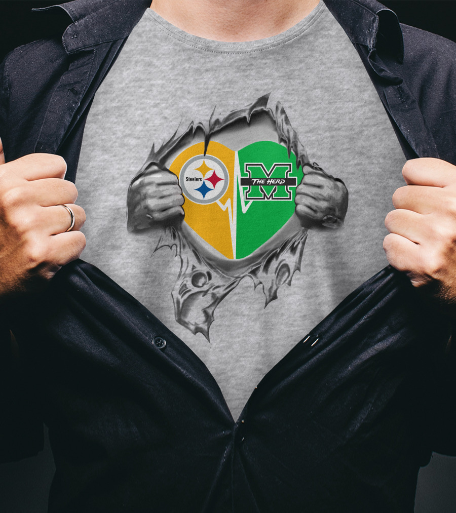 Steelers Marshall Thundering Herd Heart T-Shirt