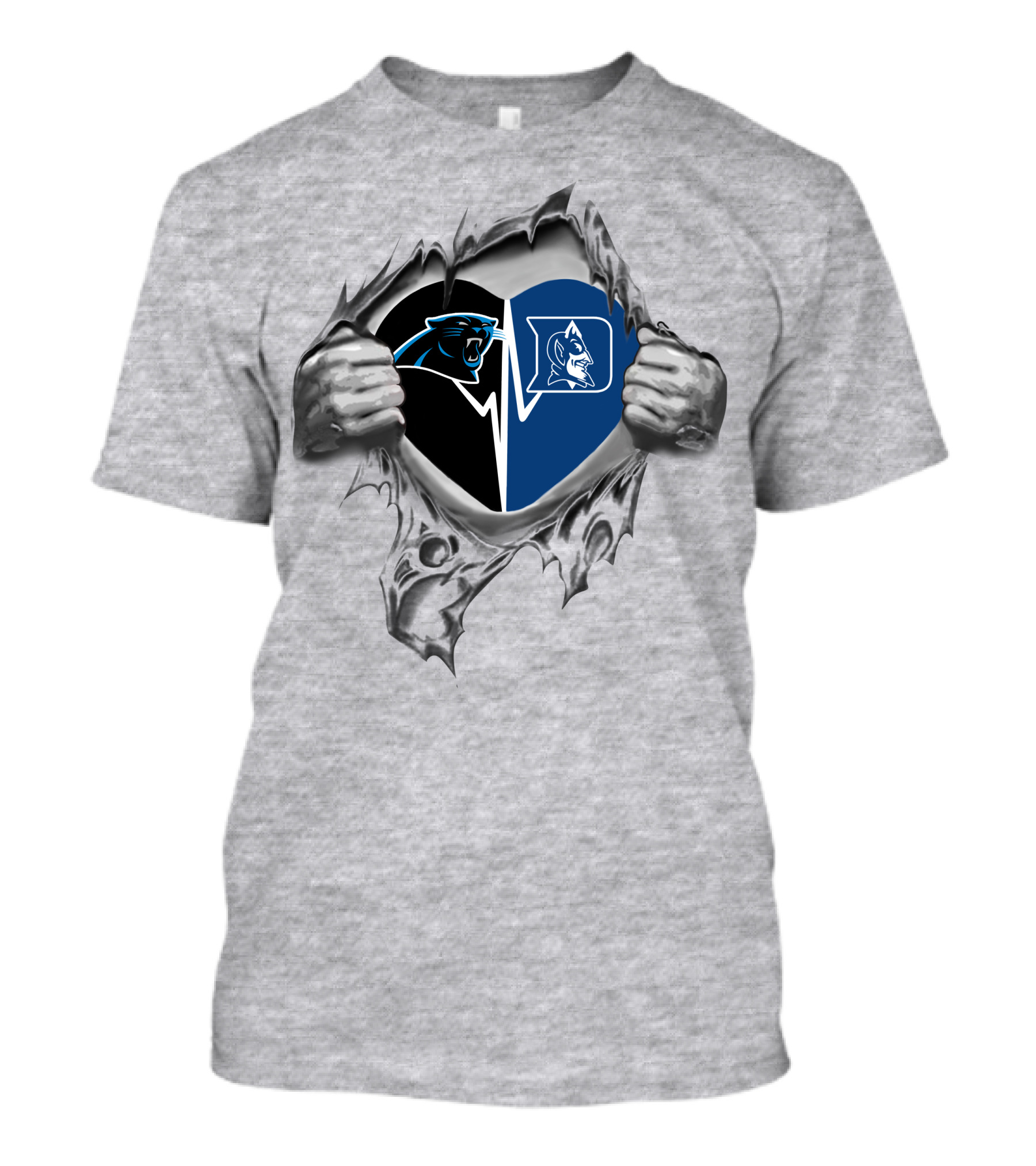 Carolina Panthers Duke Blue Devils Heartbeat Connection T-Shirt