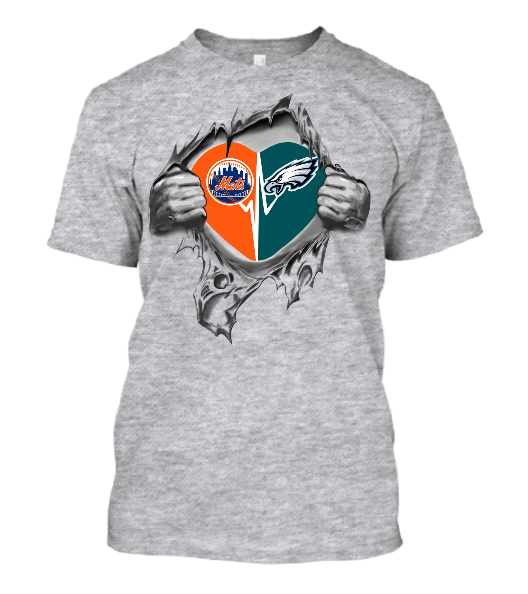 Eagles Mets Heart Torn Open With Logos T-Shirt