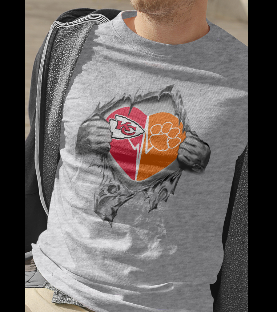 Kansas City Chiefs Clemson Tigers Heart Fusion T-Shirt