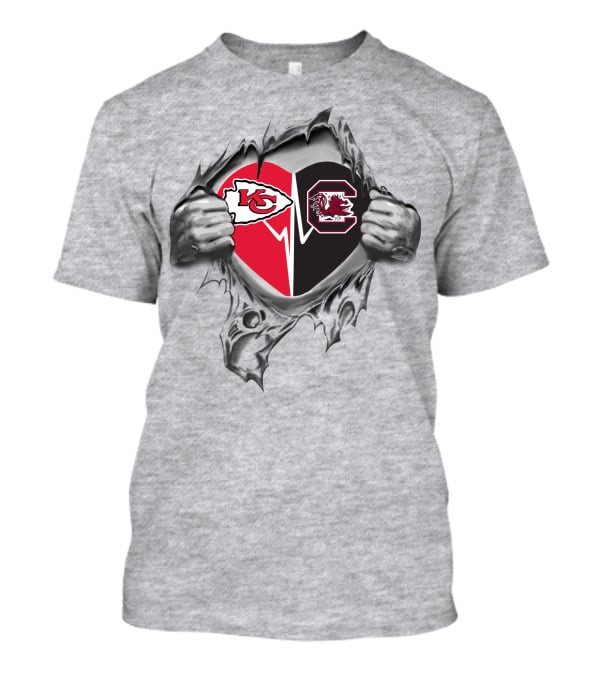 Chiefs Gamecocks Heart Logo Fusion T-Shirt