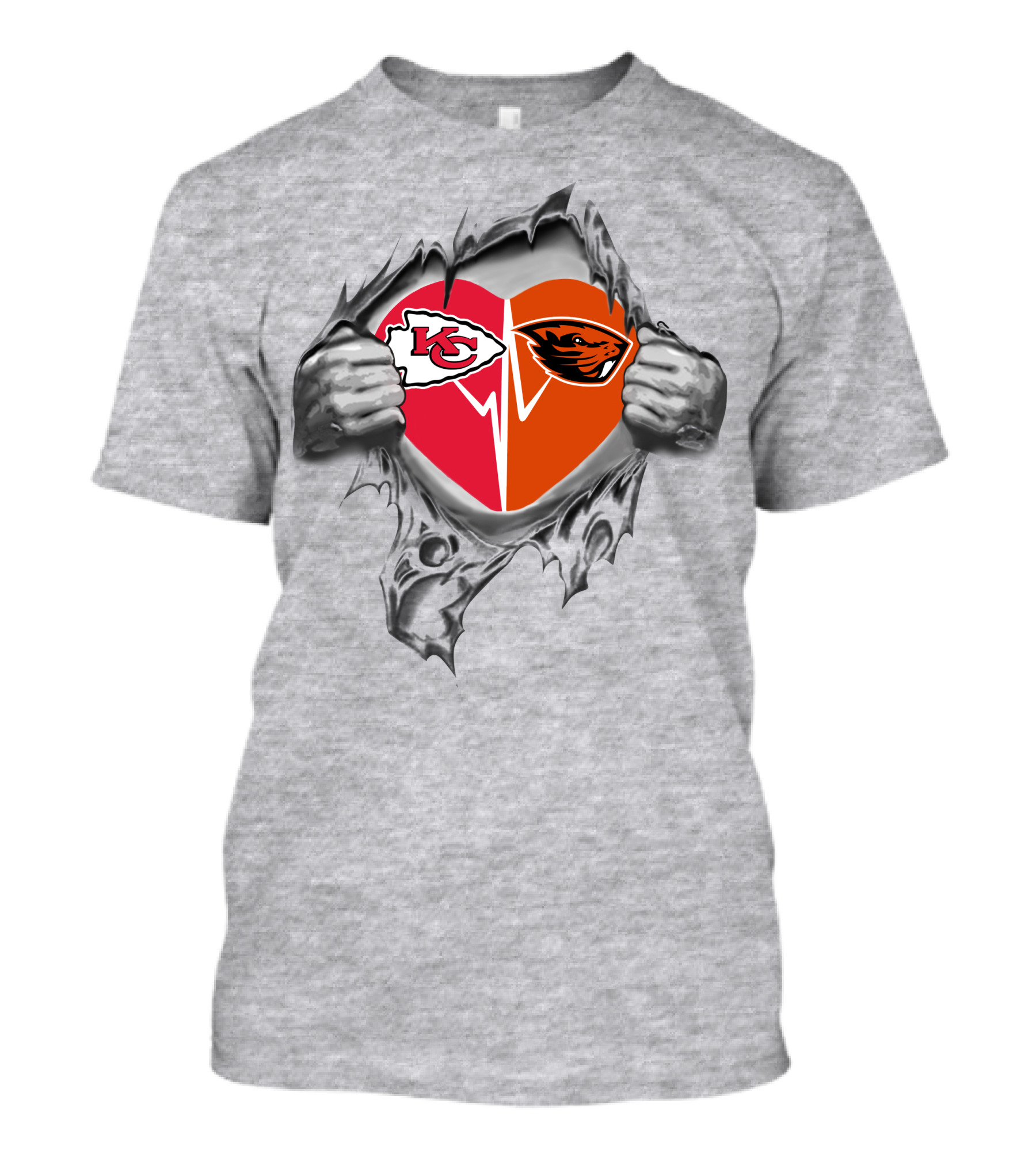 Chiefs Oregon State Beavers Heart Inside T-Shirt