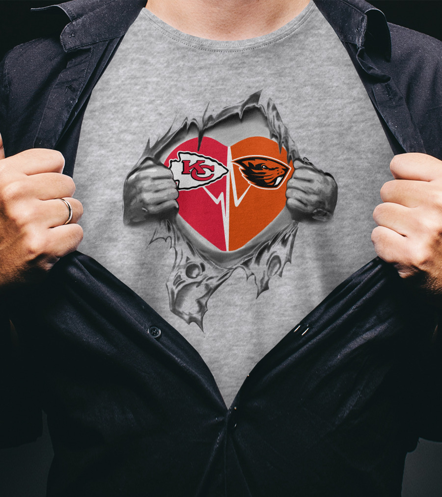 Chiefs Oregon State Beavers Heart Inside T-Shirt