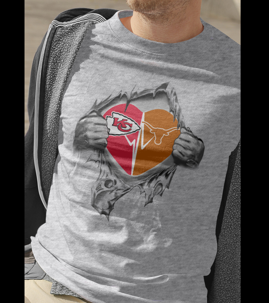 Chiefs Longhorns Heart Logo Football Fan Pride T-Shirt