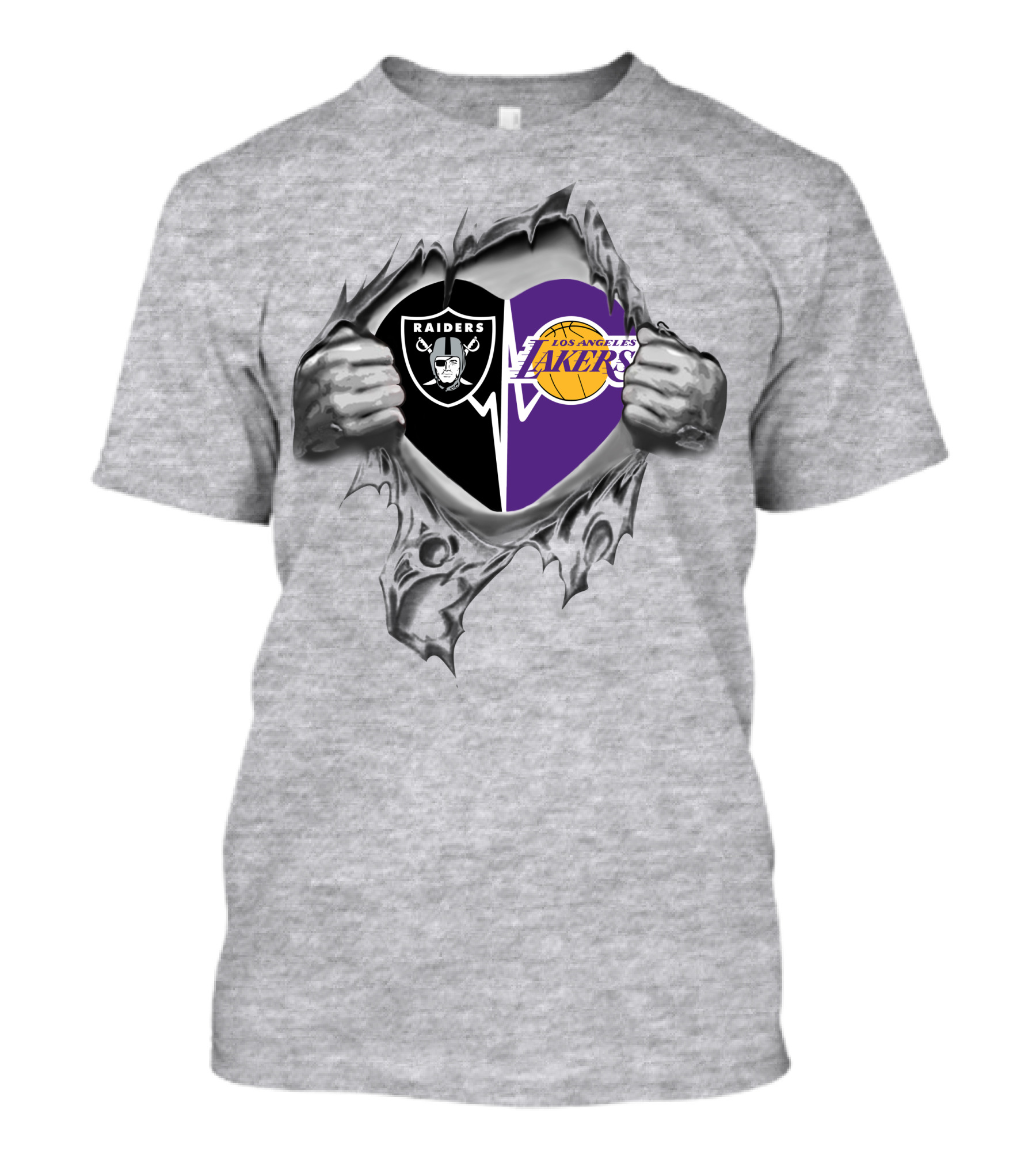 Raiders Lakers Heart Logo Fusion T-Shirt