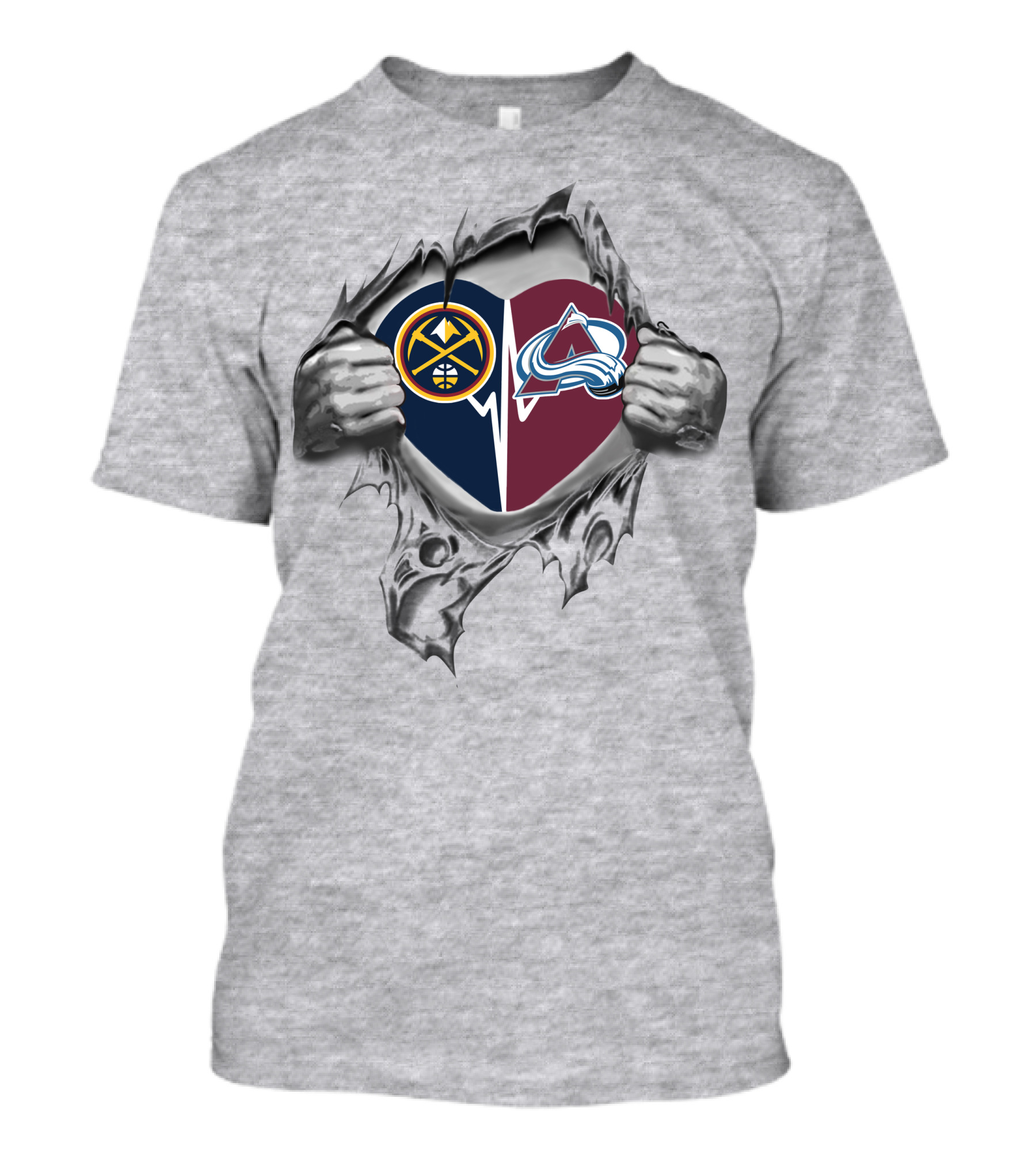 Nuggets Avalanche Heart Logo Tear T-Shirt