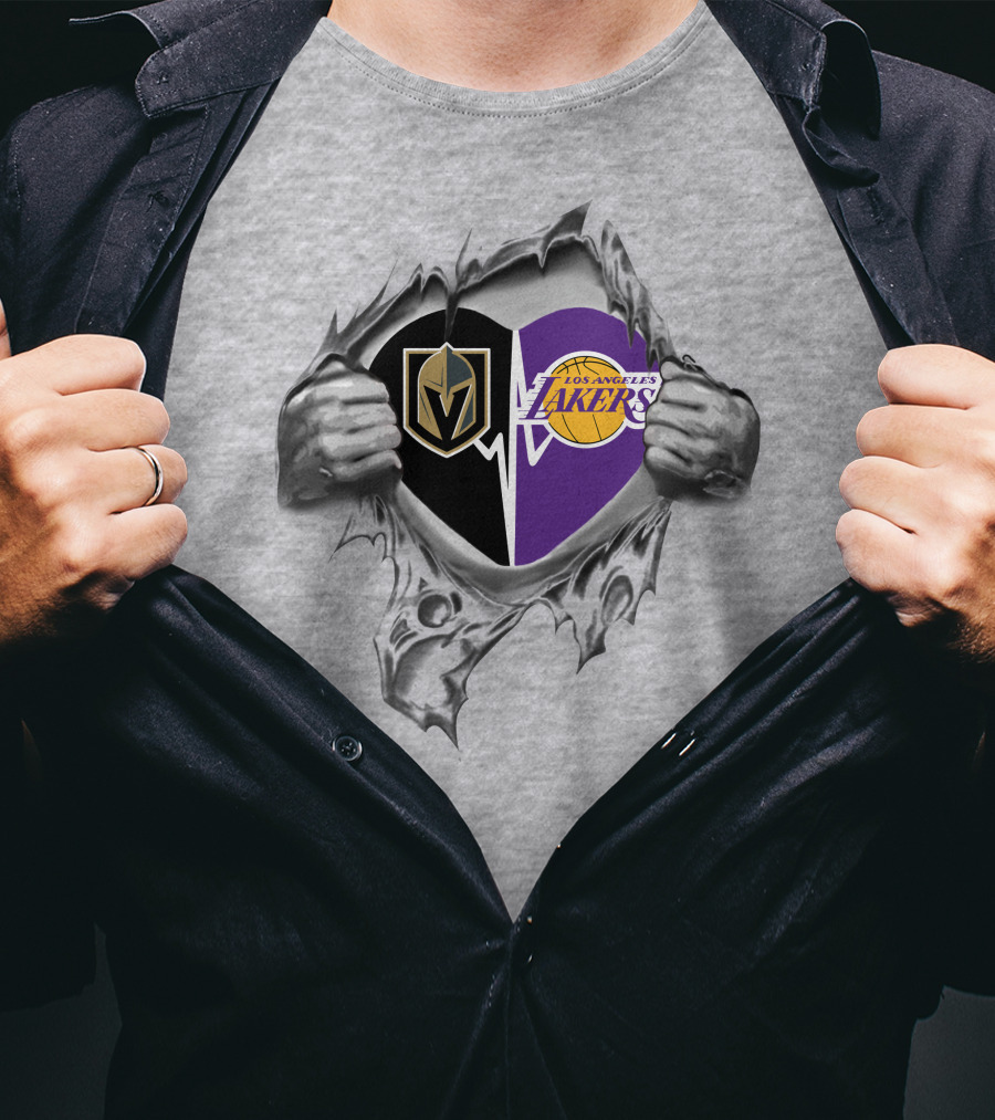 Lakers Los Angeles Knights Heart Ripped T-Shirt