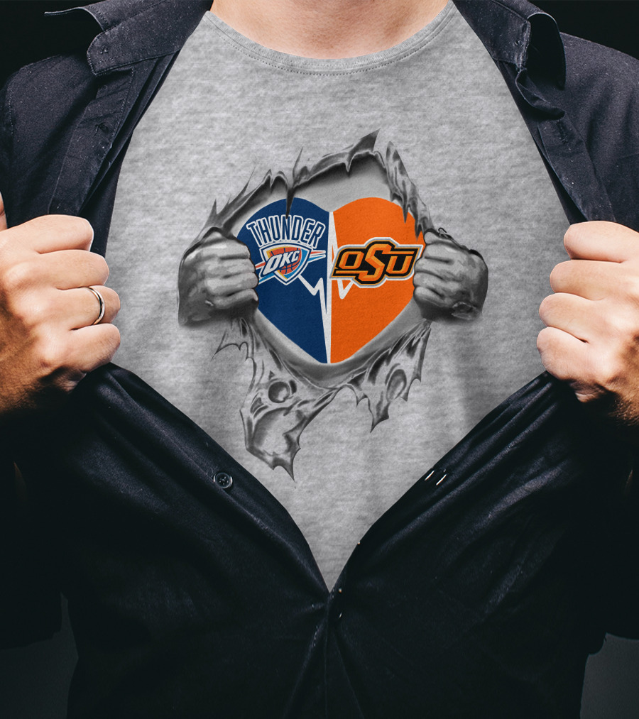 Okc Thunder Osu Heart Torn T-Shirt