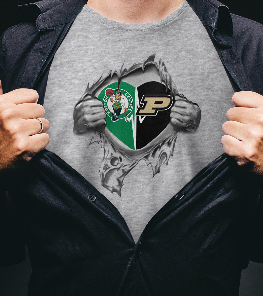Boston Celtics Purdue Heartbeat Passion T-Shirt